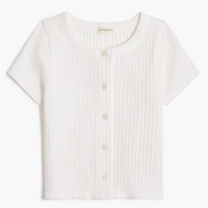 NWT J. Crew Crewcuts Girls' Ribbed Button-front Tee White